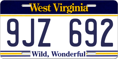 WV license plate 9JZ692