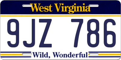WV license plate 9JZ786