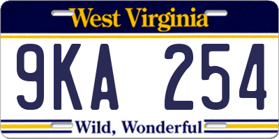 WV license plate 9KA254