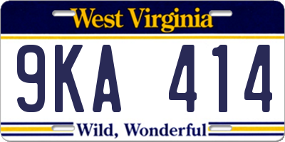 WV license plate 9KA414