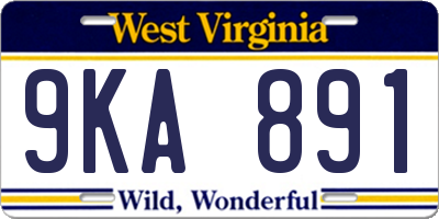 WV license plate 9KA891