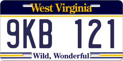 WV license plate 9KB121