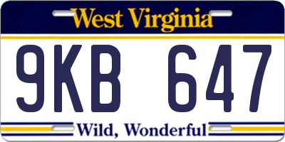 WV license plate 9KB647
