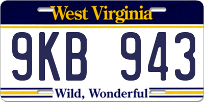 WV license plate 9KB943