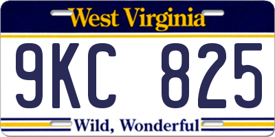 WV license plate 9KC825