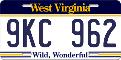 WV license plate 9KC962