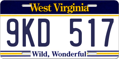 WV license plate 9KD517