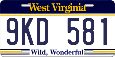 WV license plate 9KD581