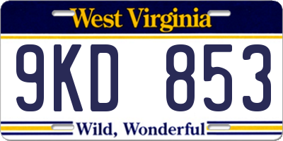 WV license plate 9KD853