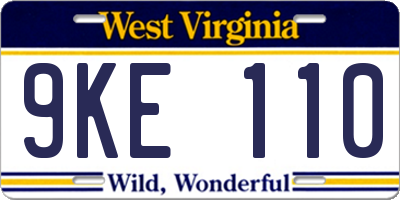 WV license plate 9KE110