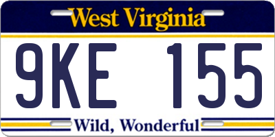 WV license plate 9KE155