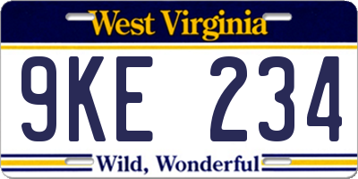 WV license plate 9KE234