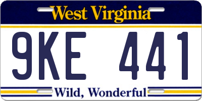 WV license plate 9KE441