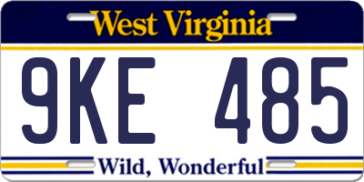 WV license plate 9KE485