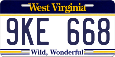 WV license plate 9KE668