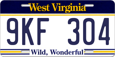 WV license plate 9KF304