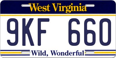 WV license plate 9KF660