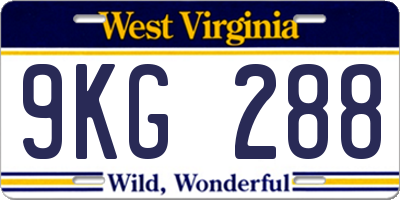 WV license plate 9KG288