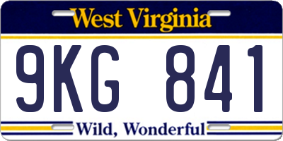 WV license plate 9KG841