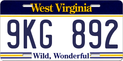 WV license plate 9KG892