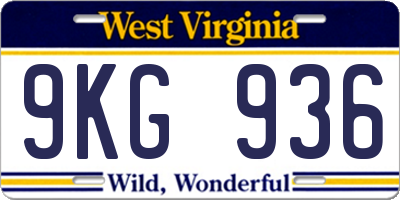 WV license plate 9KG936