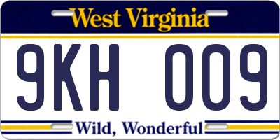 WV license plate 9KH009