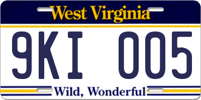 WV license plate 9KI005