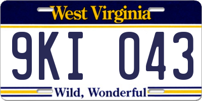 WV license plate 9KI043