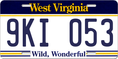 WV license plate 9KI053