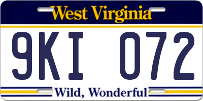 WV license plate 9KI072