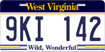 WV license plate 9KI142