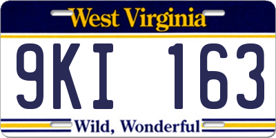 WV license plate 9KI163