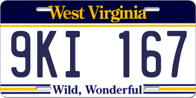 WV license plate 9KI167