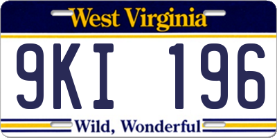 WV license plate 9KI196