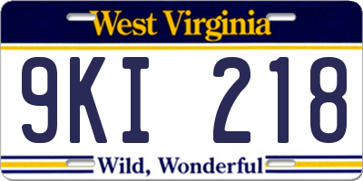 WV license plate 9KI218
