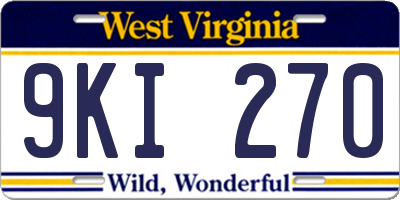 WV license plate 9KI270