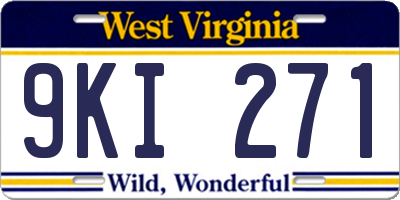 WV license plate 9KI271