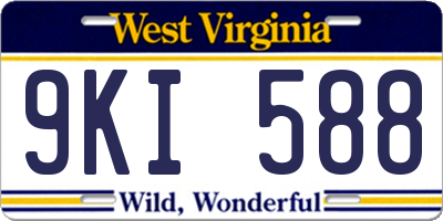 WV license plate 9KI588