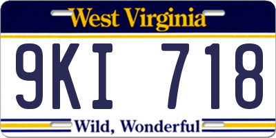 WV license plate 9KI718