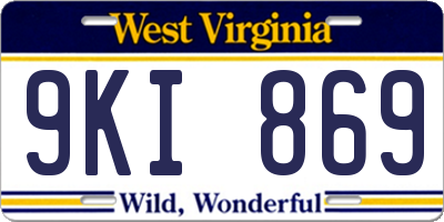 WV license plate 9KI869