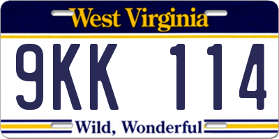 WV license plate 9KK114