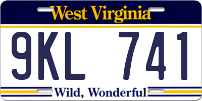 WV license plate 9KL741