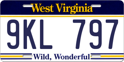 WV license plate 9KL797