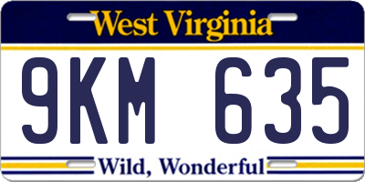 WV license plate 9KM635
