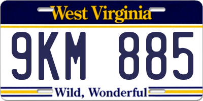 WV license plate 9KM885