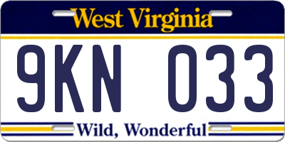 WV license plate 9KN033