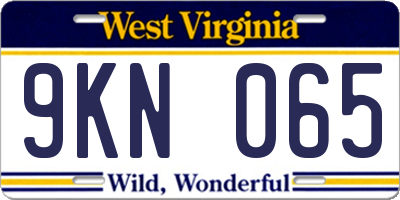 WV license plate 9KN065