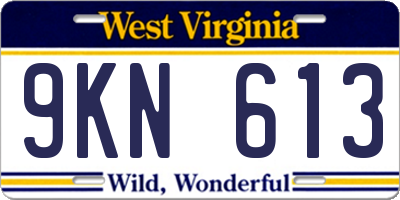 WV license plate 9KN613