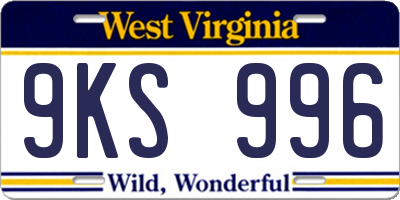 WV license plate 9KS996
