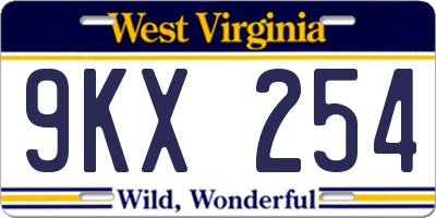 WV license plate 9KX254